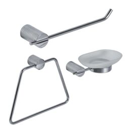 Showerdrape Vitality Chrome Stainless Steel Wall Mounted 3 Piece Bathroom Accessory Set in Metallic Silver