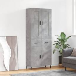 Berkfield Home Highboard Concrete Grey 69.5x34x180 cm Engineered Wood - thumbnail 2