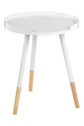 Orsina Round Side Table, Wooden Side Table, Natural Wood Side Table, Wood Side Table in White