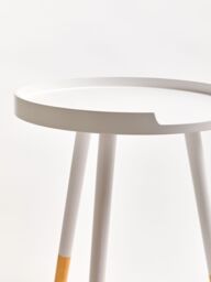 Orsina Round Side Table, Wooden Side Table, Natural Wood Side Table, Wood Side Table in White - thumbnail 3
