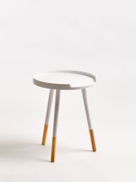 Orsina Round Side Table, Wooden Side Table, Natural Wood Side Table, Wood Side Table in White - thumbnail 2