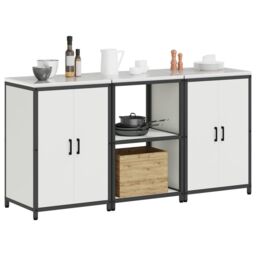 Berkfield Home Kitchen Storage Set with Shelf with Storage with Door 3 pcs White 180 x 50 x 92 cm - thumbnail 3