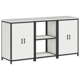 Berkfield Home Kitchen Storage Set with Shelf with Storage with Door 3 pcs White 180 x 50 x 92 cm - thumbnail 2