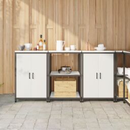 Berkfield Home Kitchen Storage Set with Shelf with Storage with Door 3 pcs White 180 x 50 x 92 cm - thumbnail 1