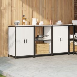 Berkfield Home Kitchen Storage Set with Shelf with Storage with Door 3 pcs White 180 x 50 x 92 cm - thumbnail 4