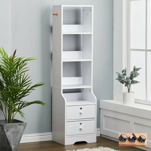 Ventryn Bedside Cabinet with 4 Open Shelves in White - image 1