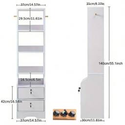 Ventryn Bedside Cabinet with 4 Open Shelves in White - thumbnail 2