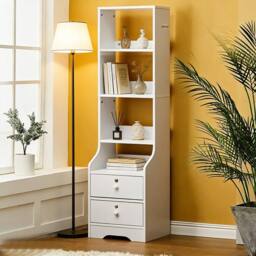 Ventryn Bedside Cabinet with 4 Open Shelves in White - thumbnail 3