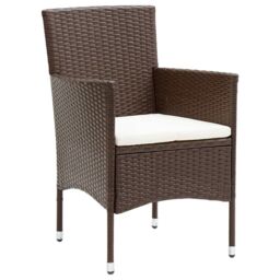 Berkfield Home 3 Piece Garden Bistro Set Poly Rattan & Tempered Glass Brown - thumbnail 3