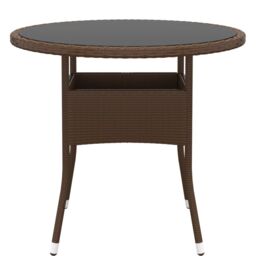 Berkfield Home 3 Piece Garden Bistro Set Poly Rattan & Tempered Glass Brown - thumbnail 6