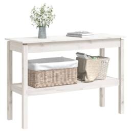 Berkfield Home Beautiful Console Table White 110x40x75 cm Solid Wood Pine - Size: 110 x 40 x 75 cm