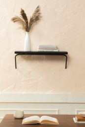 MH London Wall Mounted Shelf, Floating Shelf with Metal Support, Storage Shelf in Solid Wood - Venice in Black