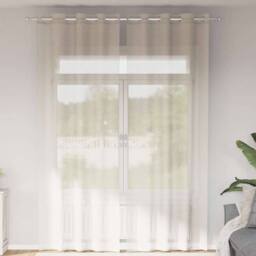 Berkfield Home Voile Curtains with Grommets 2 pcs Cream 140x300 cm - thumbnail 2