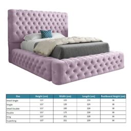 Casani Grand Milan Pleated Upholstery Bed Frame in Pink - Size: King - thumbnail 4