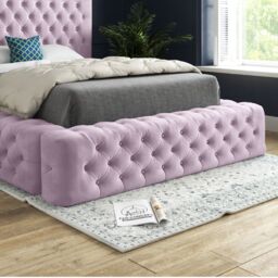 Casani Grand Milan Pleated Upholstery Bed Frame in Pink - Size: King - thumbnail 3