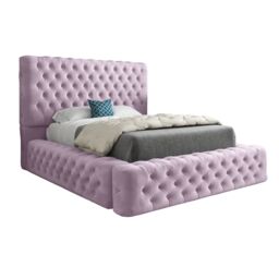Casani Grand Milan Pleated Upholstery Bed Frame in Pink - Size: King - thumbnail 5