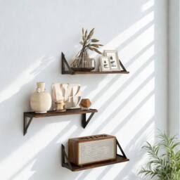 FURNOS 3PC Industrial Wall Mounted Reversible Floating Shelves Rustic in Brown - thumbnail 5