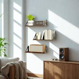 FURNOS 3PC Industrial Wall Mounted Reversible Floating Shelves Rustic in Brown - thumbnail 3