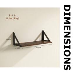 FURNOS 3PC Industrial Wall Mounted Reversible Floating Shelves Rustic in Brown - thumbnail 8
