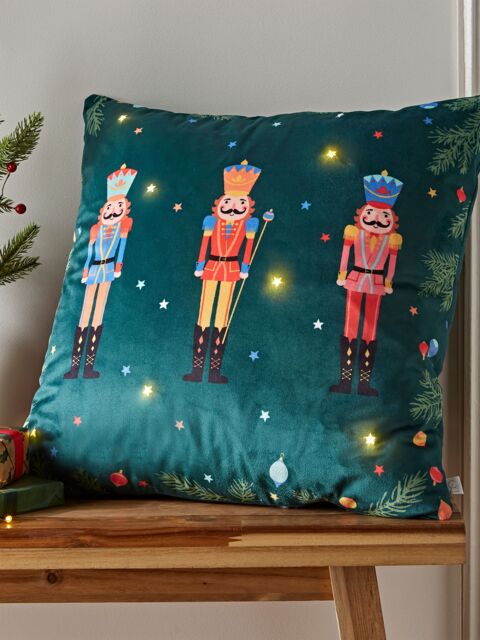 Catherine Lansfield 'Christmas Nutcracker Light Up' Cushion in Green - Size: 45 cm x 45 cm - image 1