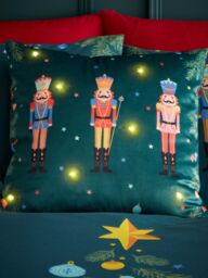 Catherine Lansfield 'Christmas Nutcracker Light Up' Cushion in Green - Size: 45 cm x 45 cm - thumbnail 3