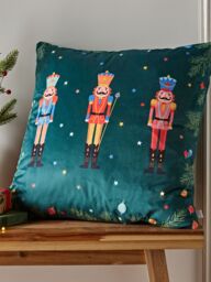 Catherine Lansfield 'Christmas Nutcracker Light Up' Cushion in Green - Size: 45 cm x 45 cm - thumbnail 2