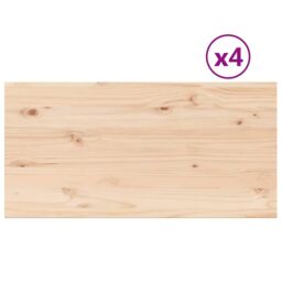 Berkfield Home Table Tops 4 pcs 90x45x1.7 cm Rectangular Solid Wood Pine in Brown - thumbnail 2