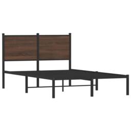 Berkfield Home Metal Bed Frame without Mattress Brown Oak 120x200 cm - Size: Small Double - thumbnail 1