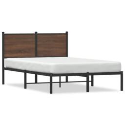 Berkfield Home Metal Bed Frame without Mattress Brown Oak 120x200 cm - Size: Small Double - thumbnail 3