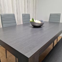 KOSY KOALA Modern Dark Grey Dining Table Set with 4 Grey Metal Chairs & 1 Bench in Brown - thumbnail 4