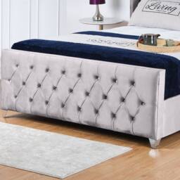 UK Bed Furniture Windsor Wingback Gas Lift Storage Upholstered Bed 48 Inch Headboard in Silver - Size: Single - thumbnail 3