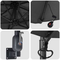 Berkfield Home Wall-mounted Garden Parasol with LEDs Antracite 248 cm in Dark Grey - thumbnail 7