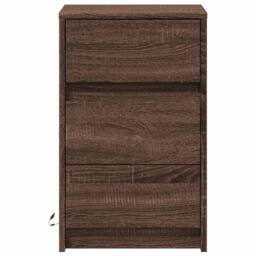 Berkfield Home Bedside Cabinet with LED Lights Brown Oak Engineered Wood - thumbnail 6
