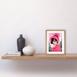 "Artery8 Wall Art Print Vintage Model in Downtown Street Retro Pink Artwork Framed 9X7 Inch in Beige - Size: W7"" x H9""" - thumbnail 2
