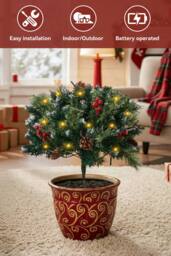 Living and Home 1 Pack Artificial Christmas Urn Filler Decoration with Ground Stake - thumbnail 3