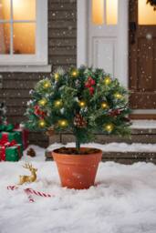 Living and Home 1 Pack Artificial Christmas Urn Filler Decoration with Ground Stake - thumbnail 2