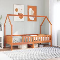 Berkfield Home Kids' House Bed Frame without Mattress Wax Brown 80x200 cm Pine - thumbnail 2