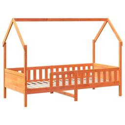 Berkfield Home Kids' House Bed Frame without Mattress Wax Brown 80x200 cm Pine - thumbnail 3