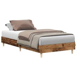 Berkfield Home Durable Bed Frame No Mattress Old Wood 90x190 cm Single Engineere in Brown - thumbnail 3