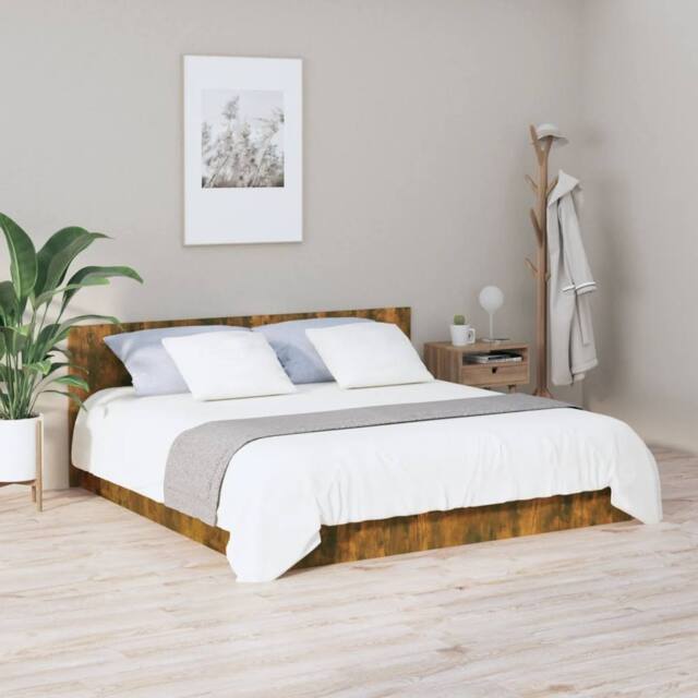 Berkfield Home Stylish Bed Headboard Smoked Oak 200x1.5x80 cm Engineered Wood in Brown - image 1