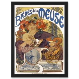Artery8 Beer Of The Meuse Paris France Vintage A4 Artwork Framed Wall Art Print in Black - thumbnail 1