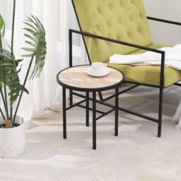 Nordlys Round Industrial End Table Furniture Appointment in Brown - thumbnail 3