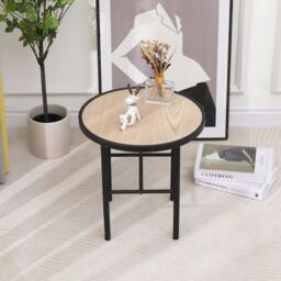Nordlys Round Industrial End Table Furniture Appointment in Brown - thumbnail 2