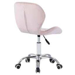 Nordara Pink Cushioned Velvet Office Chair Chrome Legs Swivel Lift Small Desk - thumbnail 4