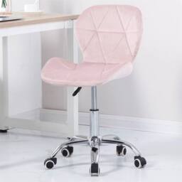 Nordara Pink Cushioned Velvet Office Chair Chrome Legs Swivel Lift Small Desk