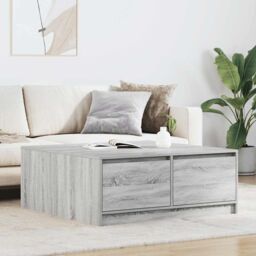 Berkfield Home Coffee Table with Drawers Grey Sonoma 100x100x40 cm - Size: 100 x 100 x 40 cm