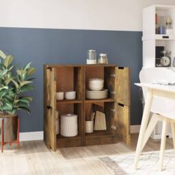 Berkfield Home Sideboards 2 pcs Smoked Oak 30x30x70 cm Engineered Wood in Brown - Size: 30 x 30 x 70 cm - thumbnail 1