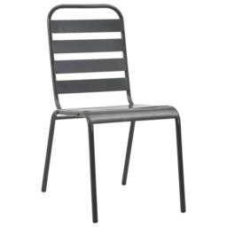Berkfield Home 5 Piece Garden Dining Set Steel Dark Grey - thumbnail 6
