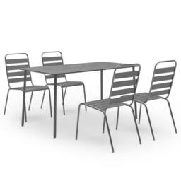 Berkfield Home 5 Piece Garden Dining Set Steel Dark Grey - thumbnail 2