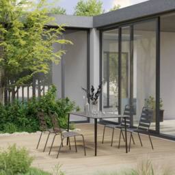 Berkfield Home 5 Piece Garden Dining Set Steel Dark Grey - thumbnail 1